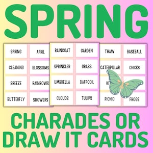 Spring Games | Charades or Draw It Cards | Classroom Activities | Instant Digital Download | Printable Party Games | Adults & Kids Games