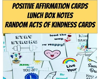 Positive Affirmation Cards: Lunch Box Notes, Kindness Cards (Digital Download)