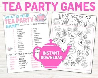 Tea Party Name Game, Kids and Adults, Printable Birthday Game (Instant Download)