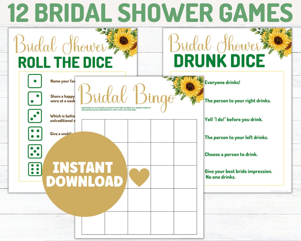 Bridal Shower Games, Sunflower, Wedding Shower Activities, Instant ...