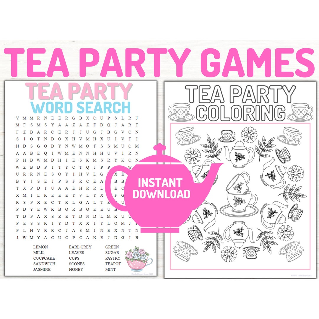 Spring Tea Word Search Tea Party Games: Word Search & Coloring Page (digital Download) - Etsy