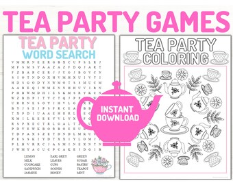 Tea Party Games: Word Search & Coloring Page (Digital Download)