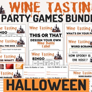 Halloween Wine Tasting Game Bundle: Printable Adult Party Games (Instant Download)