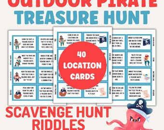 Pirate Treasure Hunt Scavenger Hunt Cards: Outdoor Clues (Printable Download)