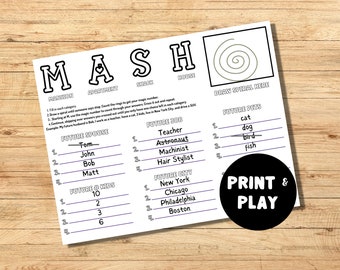 Printable MASH Party Game: Maze & Tic-Tac-Toe (PDF)