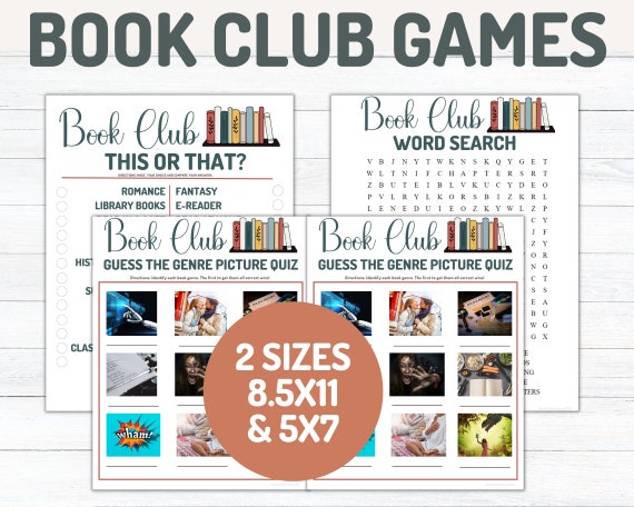 Book Club Game Bundle, Printable Party Games, Instant Download, Book Lover  Gift, Reading Log Planner, Book Club Activities, Reading Journal 