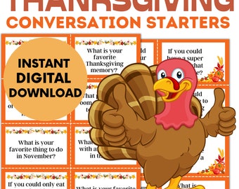 Thanksgiving or Friendsgiving Conversation Starters | Game Night | Dinner Party Ideas | Printable Party Game | Instant Digital Download