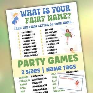 What&#39;s Your Fairy Name Game: Kids & Adult Party Fun (Digital Download)