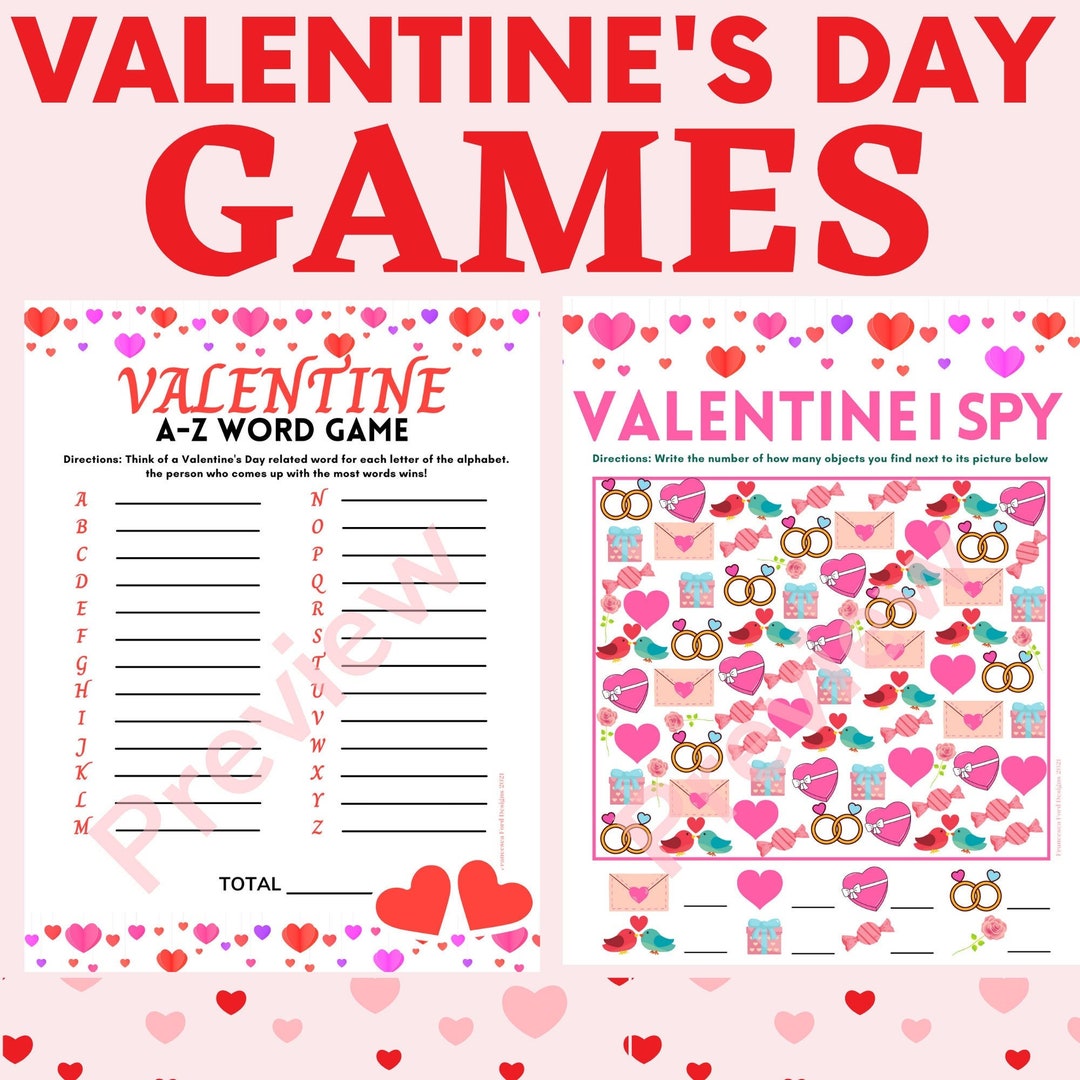 Valentine's Day Games Ispy and AZ Word Game Instant Etsy