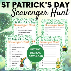 St Patrick&#39;s Day Scavenger Hunt: Printable Party Game (Digital Download)