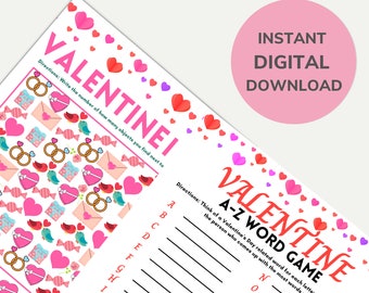 Valentine&#39;s Day Games: I-Spy & A-Z Word Game (Digital Download)