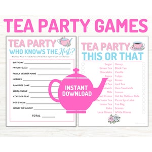 Tea Party Game, This or That, Birthday Games, Family Game Night, Printable Games, Instant Download, Kids and Adult Tea Party, Bridal Shower