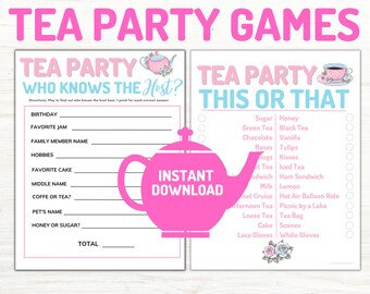 Tea Party Games: Who Knows Host, This or That (Instant Download)