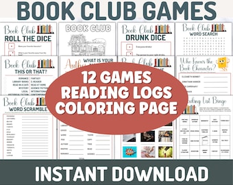 Book Club Game Bundle: Reading Logs, Bingo, Word Search (Instant Download)
