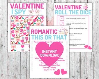 Valentine's Day Party Games Printable Instant Download Family Games for All Ages Valentine's Day Couples Games Office Party Unicorn Dice