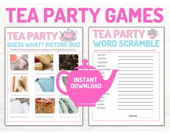 Tea Party Games: Word Scramble & Guess What (Printable, Instant Download)