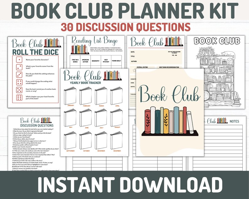 Book Club Planner Bundle Printable Instant Download Book - Etsy