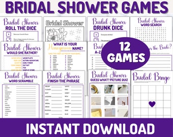 Bridal Shower Games, Indigo, Wedding Shower Activities, Instant Digital Download, Printable Shower Games, Bride and Groom, Minimalist Modern