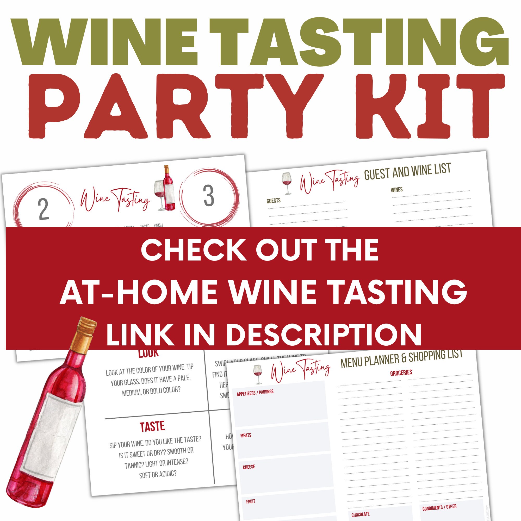 Wine Tasting Game Bundle Printable Party Games Instant Etsy