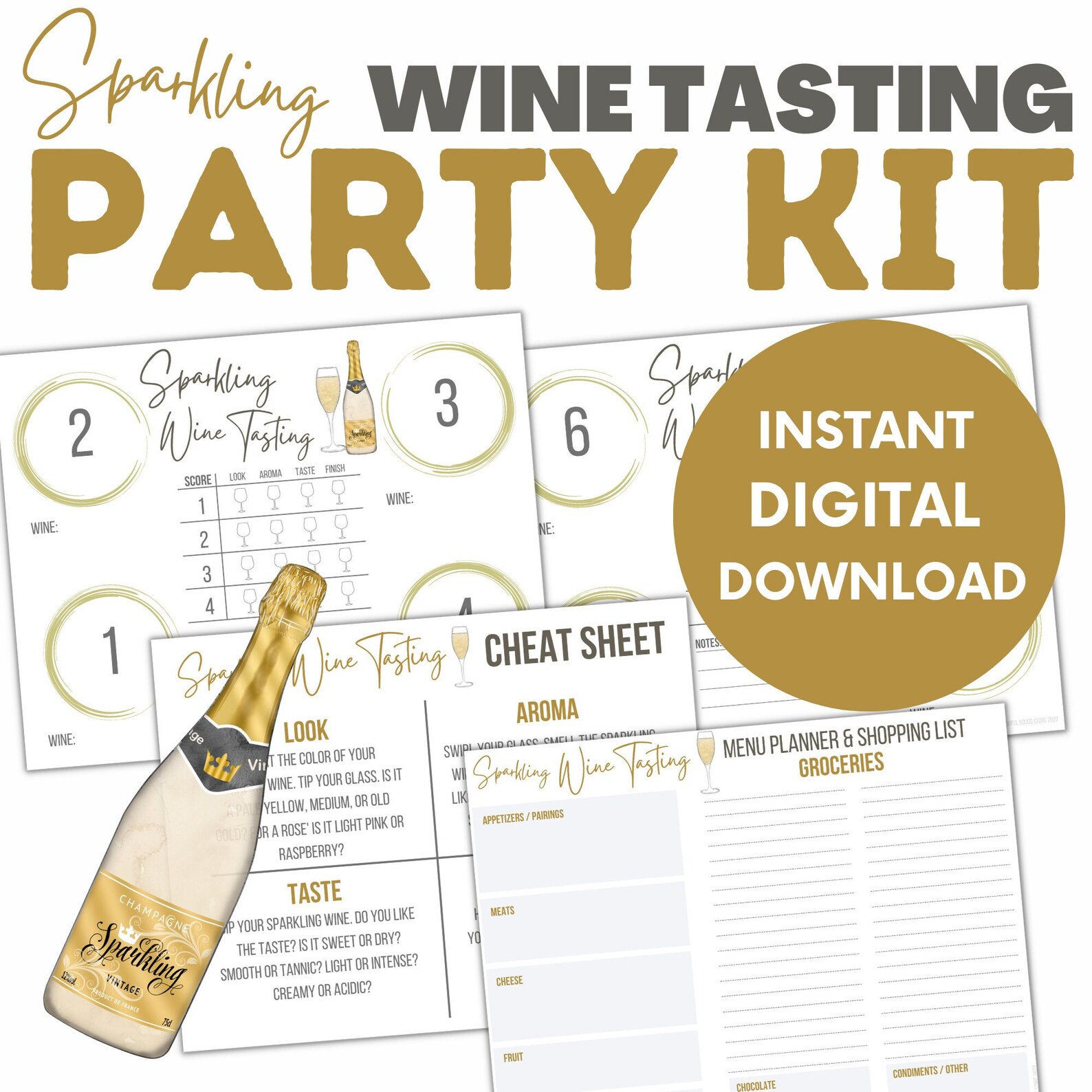 Champagne Sparkling Wine Tasting Party Kit for Couples Date - Etsy