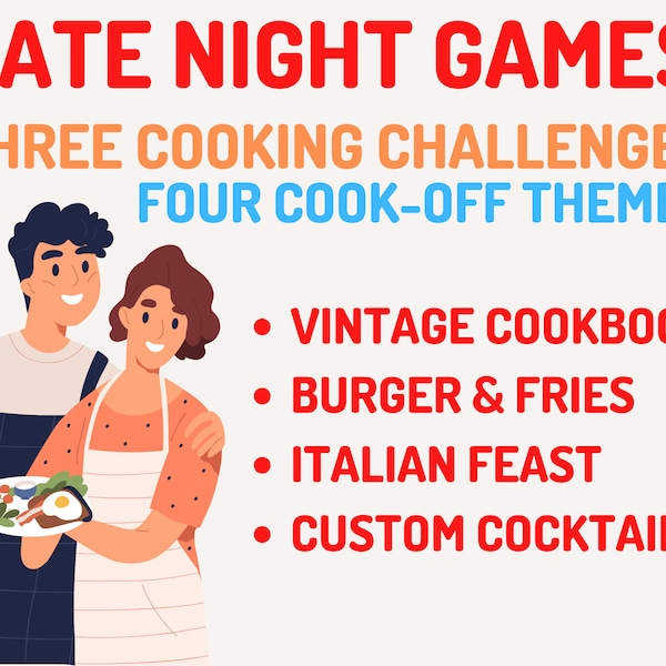 Date Night Cooking Competition, Printable Couples Games, Instant Download, Meal Recipes, Cook-Off, Love Challenge, Valentine's Day Games