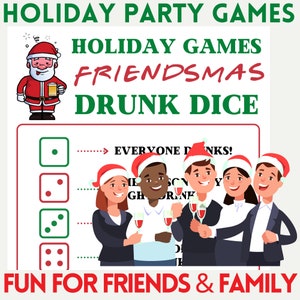 Friendsmas Games for Adults | Christmas Drunk Dice | Drinking Games | Holiday Party Ideas | Printable Party Game | Instant Download