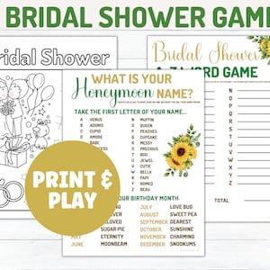 Bridal Shower Games, Sunflower, Wedding Shower Activities, Instant ...