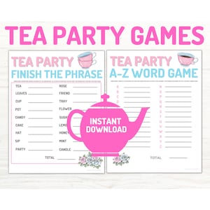 Tea Party Game, Birthday Party Games, Family Game Night, Printable Games, Instant Download, Kids and Adult Tea Party, Bridal Shower, AZ Game