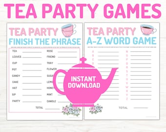 Tea Party Games: Finish the Phrase & A-Z Word Game (Printable, Instant Download)