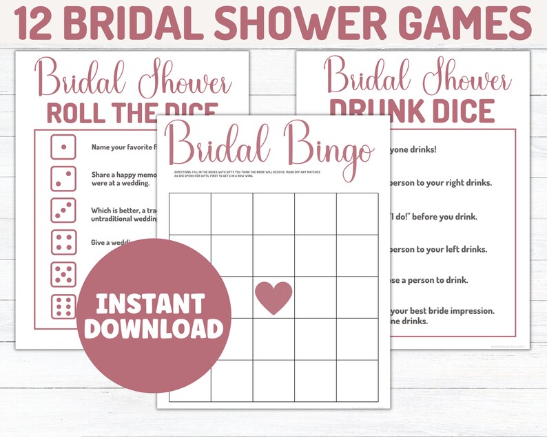 Bridal Shower Games, Rose Gold, Wedding Shower Activities, Instant
