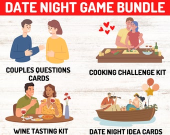 Date Night Game Bundle: Cooking, Wine Tasting, Couples Questions (Printable Download)
