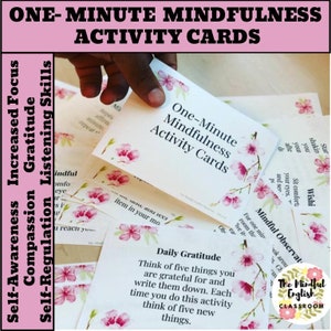 One Minute Mindfulness Task/Activity Cards Cherry Blossom All Ages Instant Download Meditation Cards Zen Gifts image 1