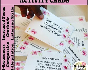 Cherry Blossom Mindfulness Task Cards: One-Minute Activities (Instant Download)