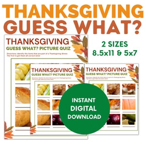 Thanksgiving or Friendsgiving | Guess What? Picture Game | Family Game Night | Printable Party Game | Instant Digital Download | Party Ideas