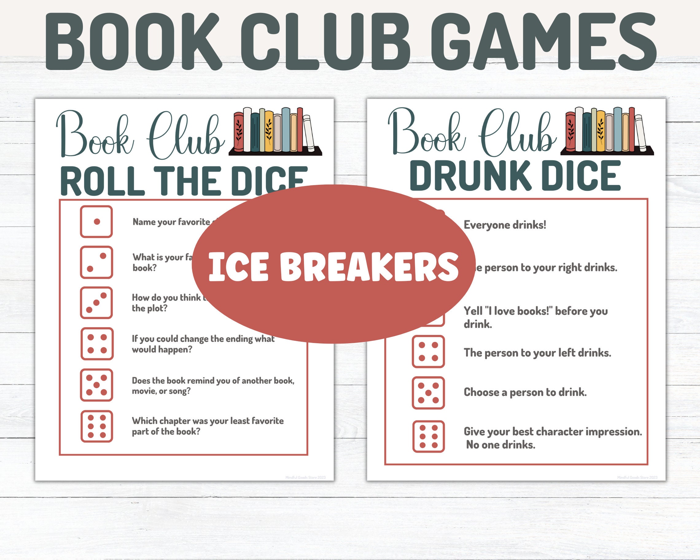 Book Club Game Bundle, Printable Party Games, Instant Download, Book Lover  Gift, Reading Log Planner, Book Club Activities, Reading Journal 