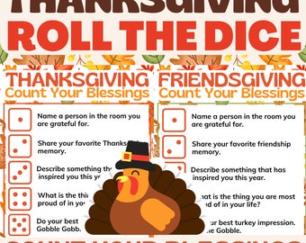 Thanksgiving and Friendsgiving Roll the Dice Game | Game Night | Printable Party Game | Instant Digital Download | Leaf Design