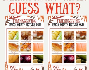 Thanksgiving or Friendsgiving Guess What? Game | Picture Quiz | Family Game Night | Printable Party Game | Instant Download