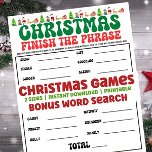 Christmas Finish the Phrase Game: Holiday Party Fun (Digital Download)