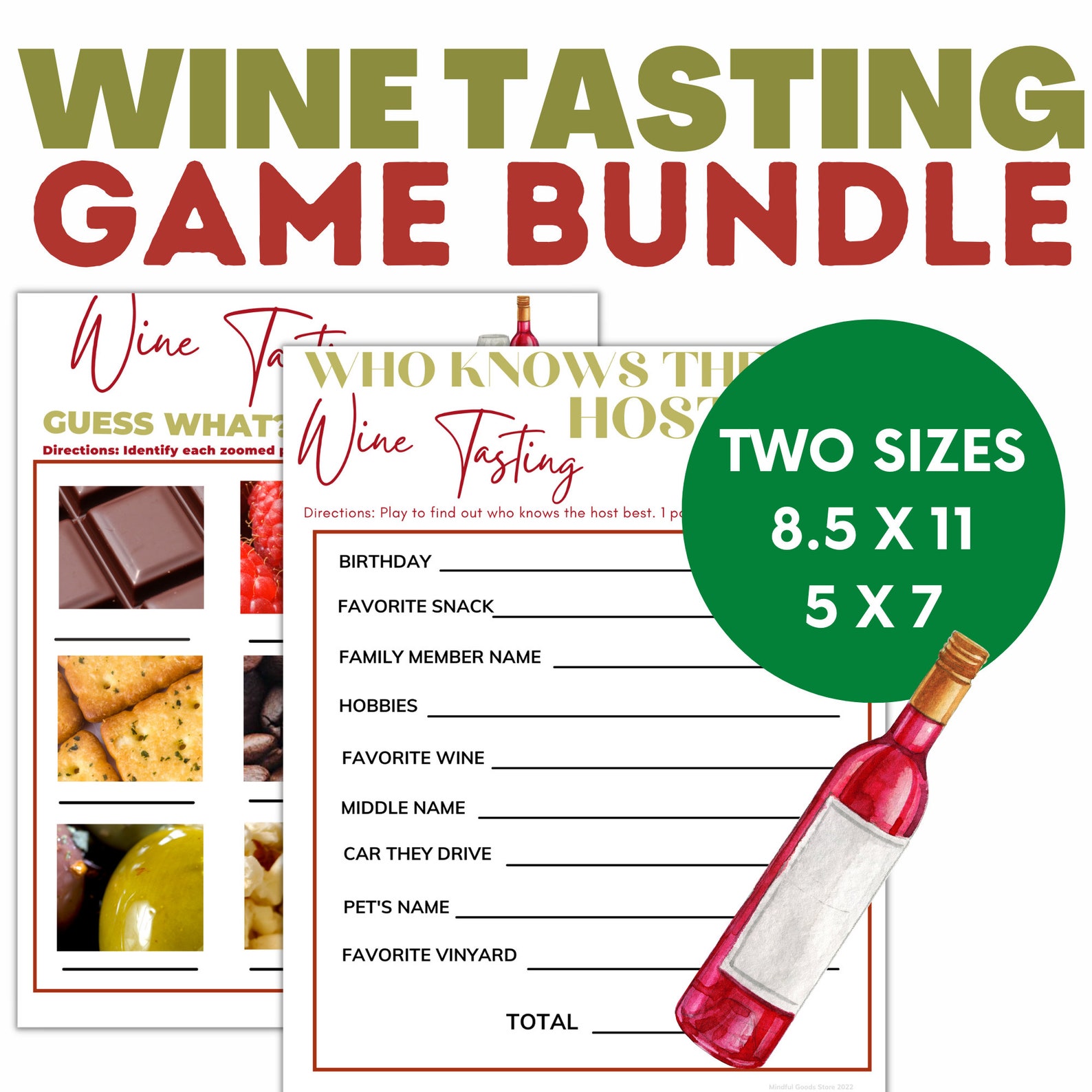 Wine Tasting Game Bundle Girl's Night Out Party Game Etsy
