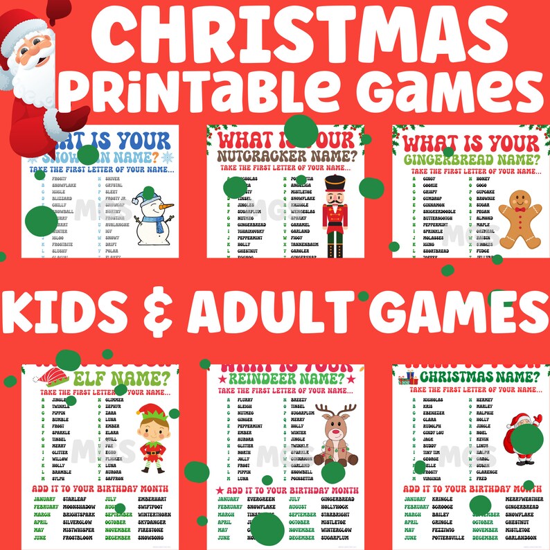 Christmas Party Game Bundle, Kids & Adults, Holiday Party Activities