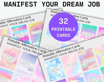 Dream Job Manifestation Affirmation Cards Printable, Career Manifesting Cards