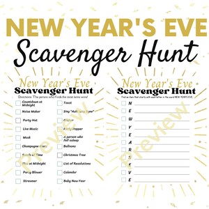 New Year&#39;s Eve Scavenger Hunts | Instant Digital Download | Printable Party Games | Date Night Ideas | Pub Crawl