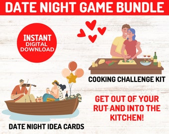 Date Night Game Bundle | Couple's Cooking Competition Kit  | Date Night at Home & Out Ideas | Instant Digital Download | Valentine's Gift