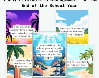 Teacher Countdown to Summer Affirmation Cards Printable Funny Teacher Gift, Humorous Meditation for Teachers