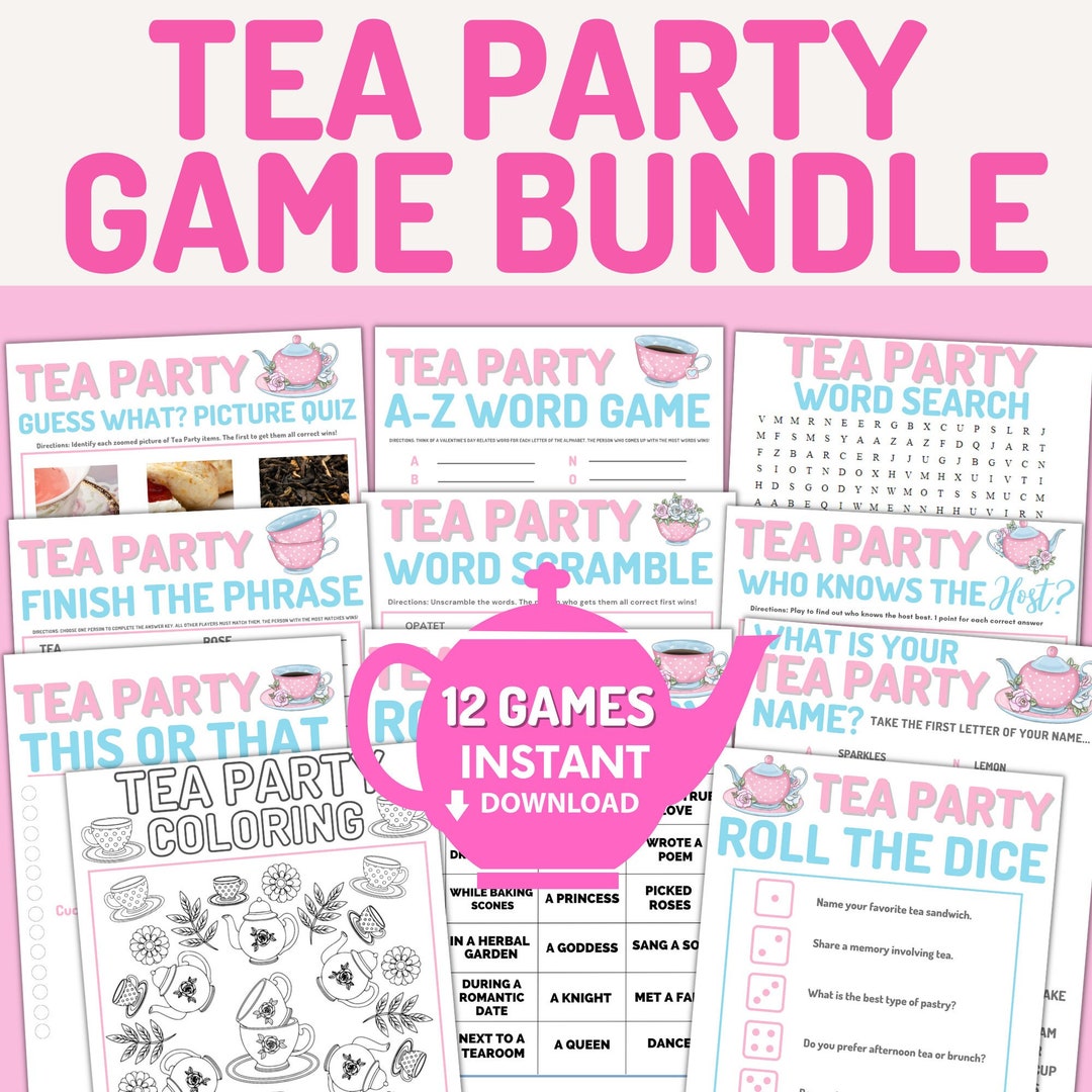 Tea Party Game Bundle, Birthday Games, Family Game Night, Printable ...