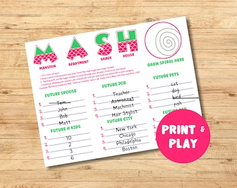 Mermaid MASH Party Game: Printable Maze & Tic-Tac-Toe (PDF)