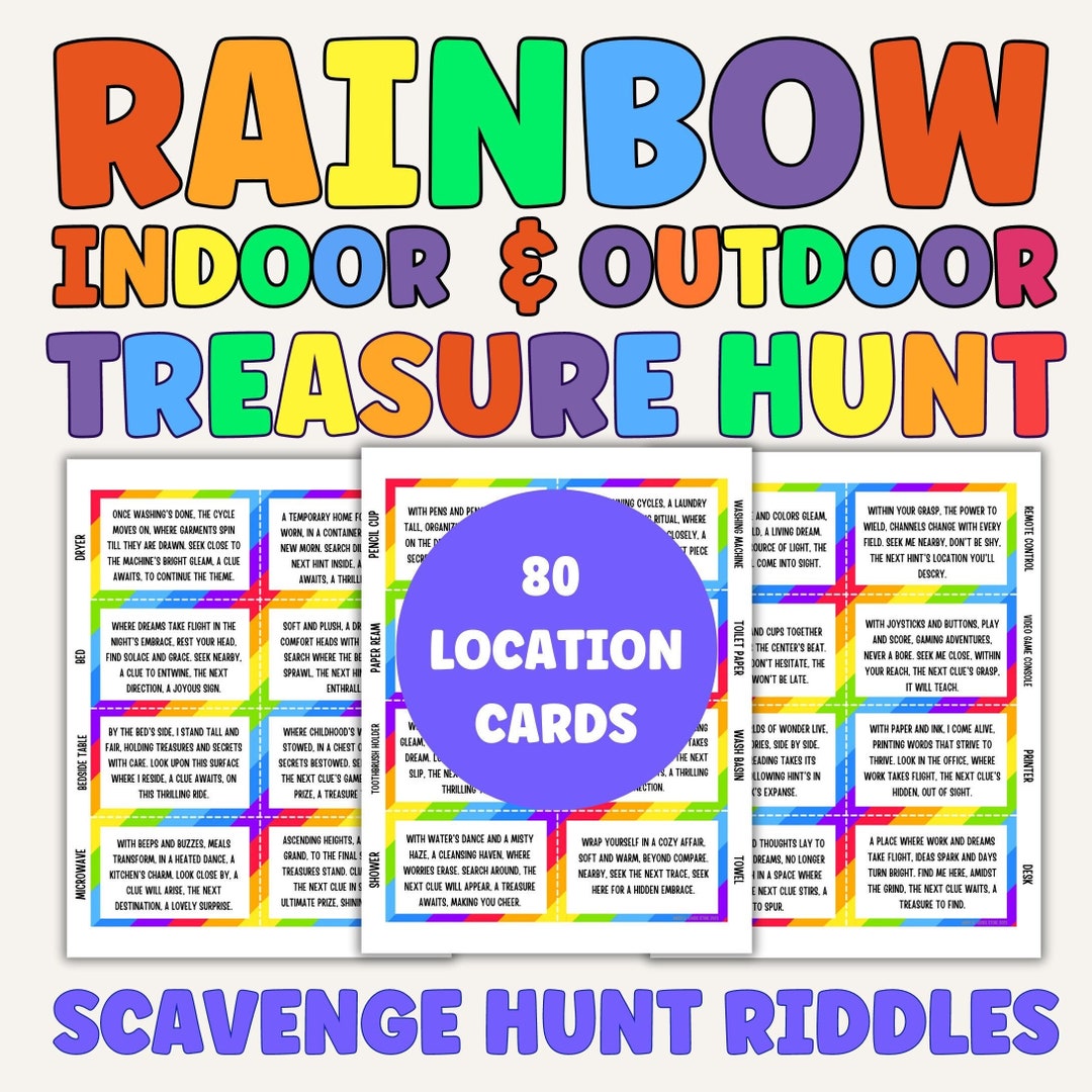 Rainbow Scavenger Hunt Treasure Hunt Cards Indoor Outdoor - Etsy