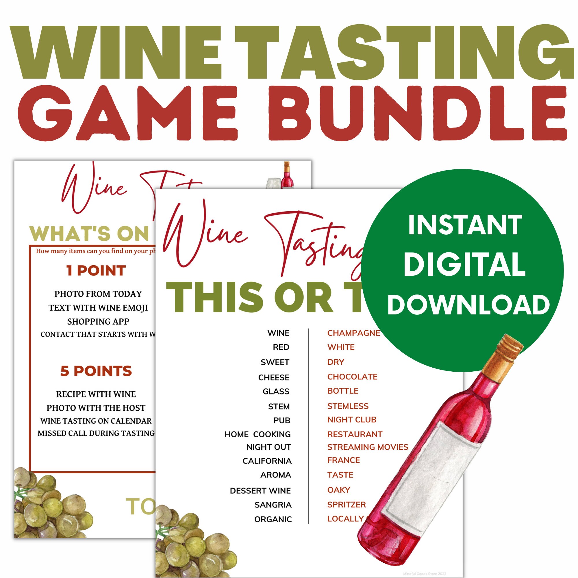 Wine Tasting Game Bundle Printable Party Games Instant - Etsy