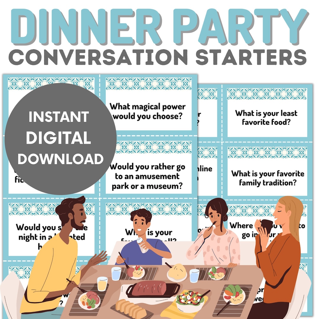 Dinner Party Conversation Starters Ice Breaker Party Games Etsy