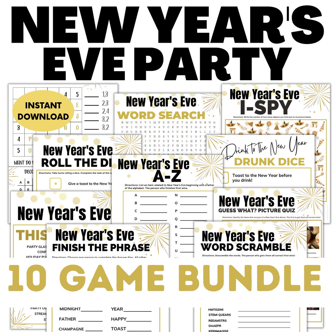 New Year's Eve Party Game Bundle: Printable Puzzles (instant Download ...